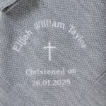 Personalised Dandelion christening baptism grey knitted blanket Christening Gifts 4