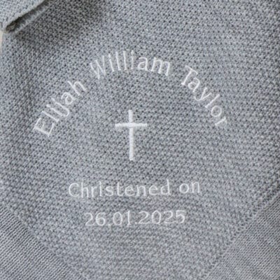 Personalised Dandelion christening baptism grey knitted blanket Christening Gifts 3