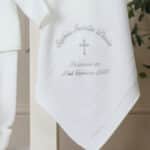 Personalised Dandelion christening baptism white knitted blanket Christening Gifts 3