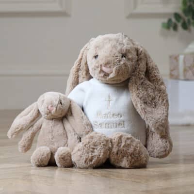 Personalised Christening Baptism Jellycat beige large bashful bunny Christening Gifts