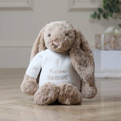 Personalised Christening Baptism Jellycat beige large bashful bunny Christening Gifts 3