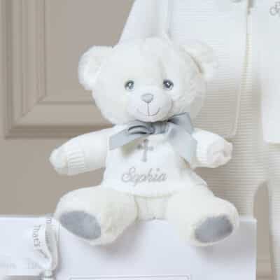 Personalised Christening Baptism keeleco white teddy bear Christening Gifts 2