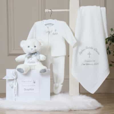 Personalised Christening Baptism keeleco white teddy bear Christening Gifts 2