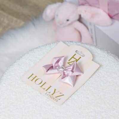 Hollyz pink satin bow hair clip For Children