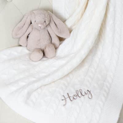 Hollyz personalised luxury pure cashmere cream baby blanket Baby Cashmere