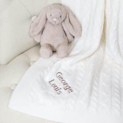 Hollyz personalised luxury pure cashmere cream baby blanket Baby Cashmere 2