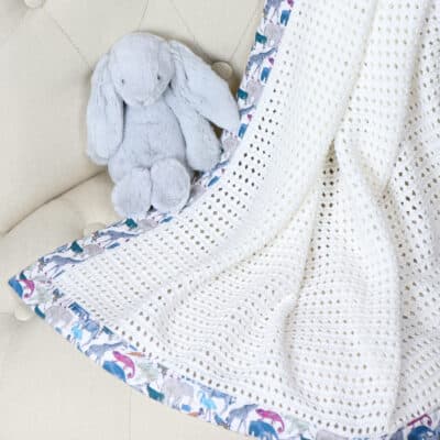 Hollyz personalised Liberty blue print trim cotton baby blanket Hollyz