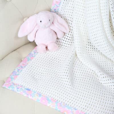 Hollyz personalised Liberty pale pink print trim cotton baby blanket Hollyz