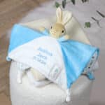 Peter rabbit personalised blue baby comfort blanket Characters 3