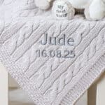 Personalised My First Steiff beige rabbit and Toffee Moon luxury cable blanket gift set Gift Sets 5