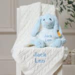Personalised My First Steiff blue rabbit and Toffee Moon luxury cable blanket gift set Gift Sets 3
