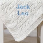 Personalised My First Steiff blue rabbit and Toffee Moon luxury cable blanket gift set Gift Sets 5