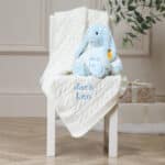 Personalised My First Steiff blue rabbit and Toffee Moon luxury cable blanket gift set Gift Sets 6
