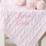 Personalised My First Steiff pink rabbit and Toffee Moon luxury cable blanket gift set Gift Sets 5