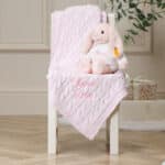 Personalised My First Steiff pink rabbit and Toffee Moon luxury cable blanket gift set Gift Sets 6