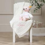 Personalised My First Steiff pink teddy bear and Toffee Moon luxury cable blanket gift set Gift Sets 6