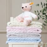 Personalised My First Steiff pink teddy bear and Toffee Moon luxury cable blanket gift set Gift Sets 7