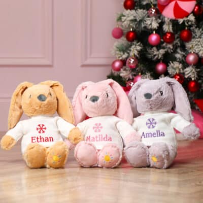 Personalised Max & Boo large Christmas Snowflake bunny soft toy Christmas Gifts