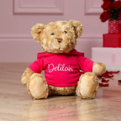 Valentines personalised Keeleco recycled large Dougie bear with hoodie Valentine's Day Gifts