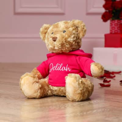 Valentines personalised Keeleco recycled large Dougie bear with hoodie Valentine's Day Gifts 2