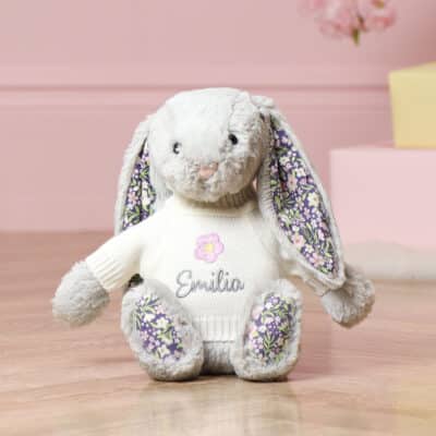 Personalised Jellycat blossom silver ‘bloom’ bunny soft toy Birthday Gifts 2