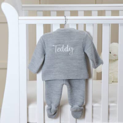 Dandelion grey personalised knitted jacket and leggings set Baby Wear 2