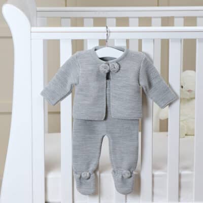 Dandelion grey personalised knitted jacket and leggings set Baby Wear 3
