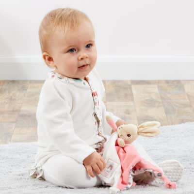 Flopsy bunny personalised pink baby comfort blanket Comforters and Soothers 2