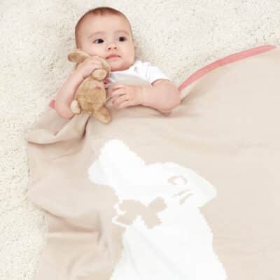 Personalised Flopsy Bunny signature knitted blanket and soft toy gift set Birthday Gifts 2