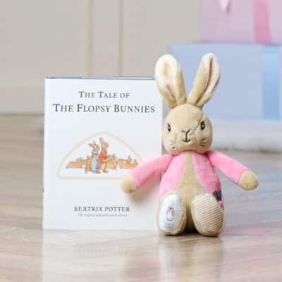 Flopsy Bunny soft toy rattle and The tale of the Flopsy Bunnies book Birthday Gifts