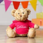 Personalised Keeleco recycled large Dougie bear with hoodie Birthday Gifts 3