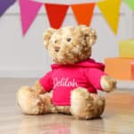 Personalised Keeleco recycled large Dougie bear with hoodie Birthday Gifts 5