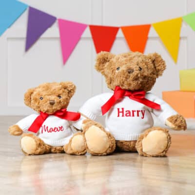 Personalised keeleco recycled teddy bear soft toy in small or large Keel Toys
