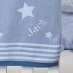 Ziggle personalised blue stars cotton knitted baby blanket Birthday Gifts 5
