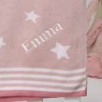 Ziggle personalised pink stars cotton knitted baby blanket Birthday Gifts 5