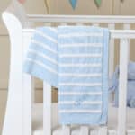 Ziggle personalised blue stripe cotton knitted baby blanket Christmas Gifts 3