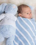 Ziggle personalised blue stripe cotton knitted baby blanket Christmas Gifts 4