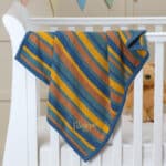 Ziggle personalised blue, orange and yellow stripe cotton knitted baby blanket Christmas Gifts 3