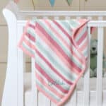 Ziggle personalised pink and green stripe cotton knitted baby blanket Christmas Gifts 3