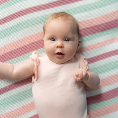 Ziggle personalised pink and green stripe cotton knitted baby blanket Christmas Gifts 2
