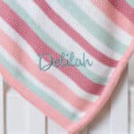 Ziggle personalised pink and green stripe cotton knitted baby blanket Christmas Gifts 5