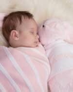 Ziggle personalised pink stripe cotton knitted baby blanket Christmas Gifts 4