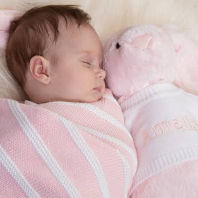 Ziggle personalised pink stripe cotton knitted baby blanket Christmas Gifts 2