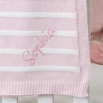 Ziggle personalised pink stripe cotton knitted baby blanket Christmas Gifts 6