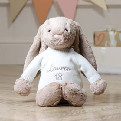 Personalised Jellycat large beige bashful bunny soft toy Birthday Gifts
