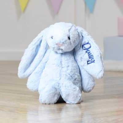 Personalised on ear Jellycat bashful bunny soft toy in a choice of colours Baby Shower Gifts 2