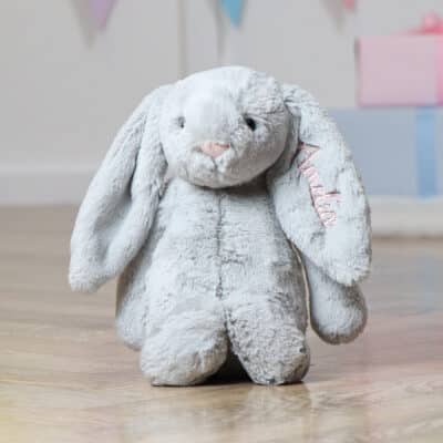 Personalised on ear Jellycat bashful bunny soft toy in a choice of colours Baby Shower Gifts 2