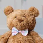 Personalised Jellycat bartholomew medium bear with Liberty London betsy pink and blue flowers print bow tie Christmas Gifts 6