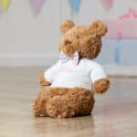 Personalised Jellycat bartholomew medium bear with Liberty London betsy pink and blue flowers print bow tie Christmas Gifts 5
