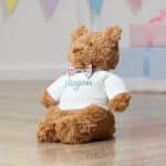Personalised Jellycat bartholomew medium bear with Liberty London betsy pink flowers print bow tie Christmas Gifts 6
